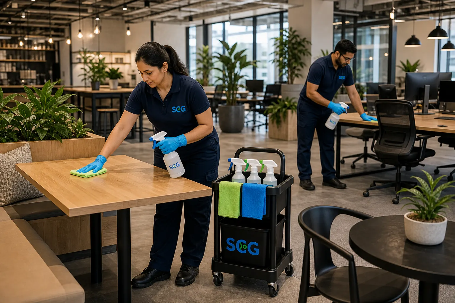 Sydney Clean Group cleaners working in a Mascot office tenancy
